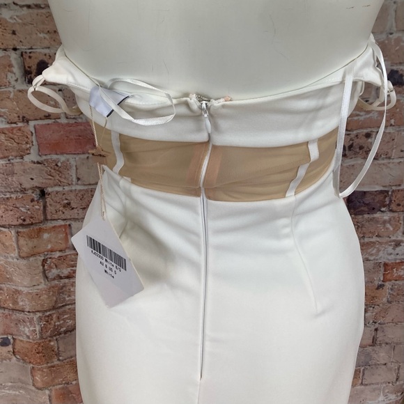 Angel Biba Corseted Mini Dress Blind Date Nude Mesh Bodycon White Sz Small - Picture 10 of 14